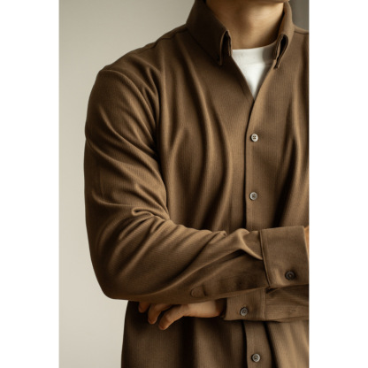 老錢風蓄熱保暖毛呢絨長袖襯衫