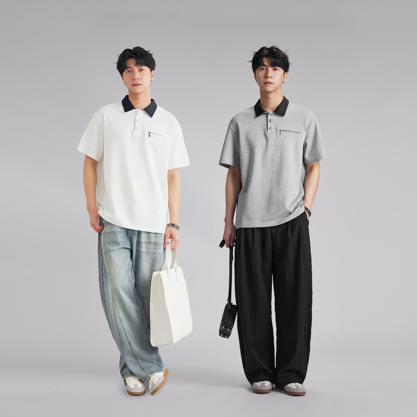 重磅240g撞色翻領拉鏈POLO衫