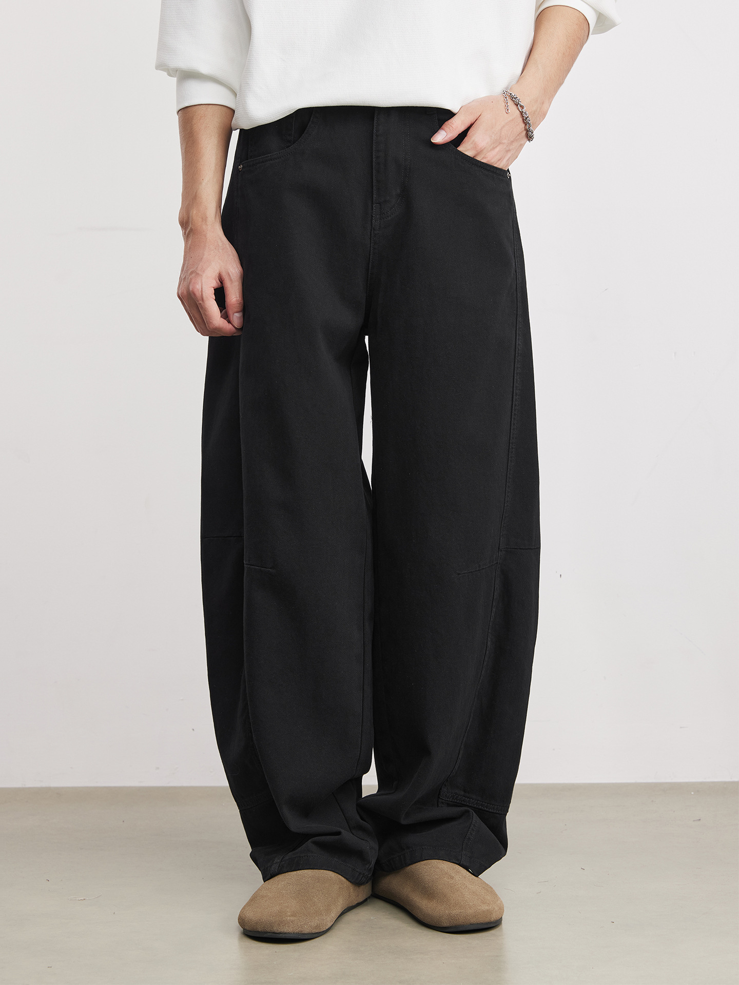 280g純棉立體鬆緊腰闊腿褲