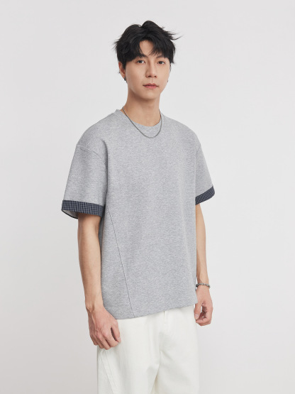 重磅260g撞色袖口曼巴面短袖T恤