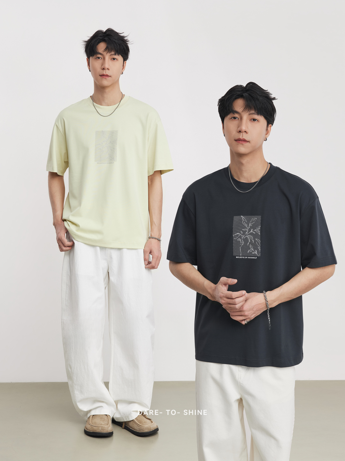 親膚液氮氨棉日系簡約印花圓領短T