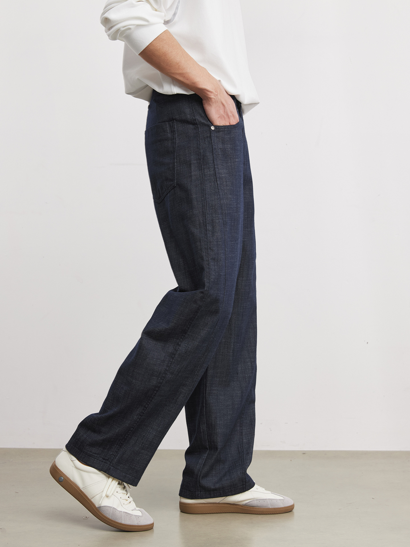 寶藍色簡約商務休閒褲