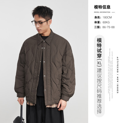 男士假兩件90白鴨絨羽絨服