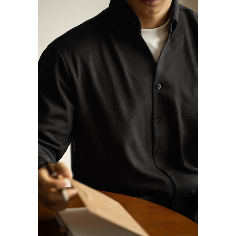 老錢風蓄熱保暖毛呢絨長袖襯衫