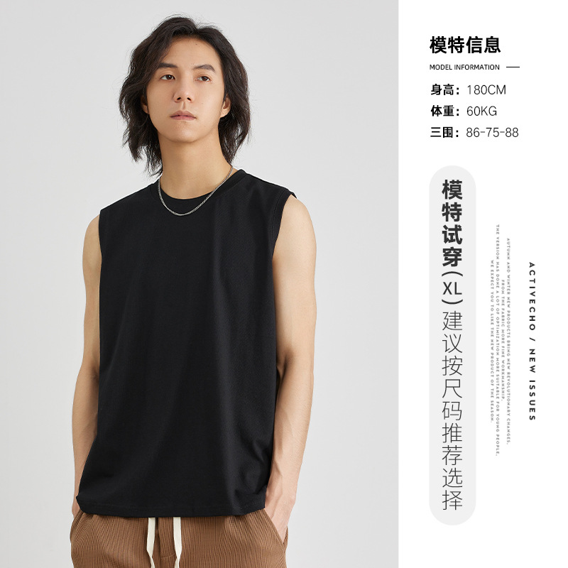 男夏外穿純棉無袖T恤