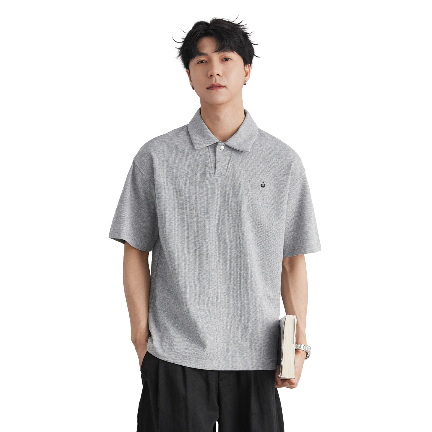 日系刺繡小標翻領紐扣POLO衫