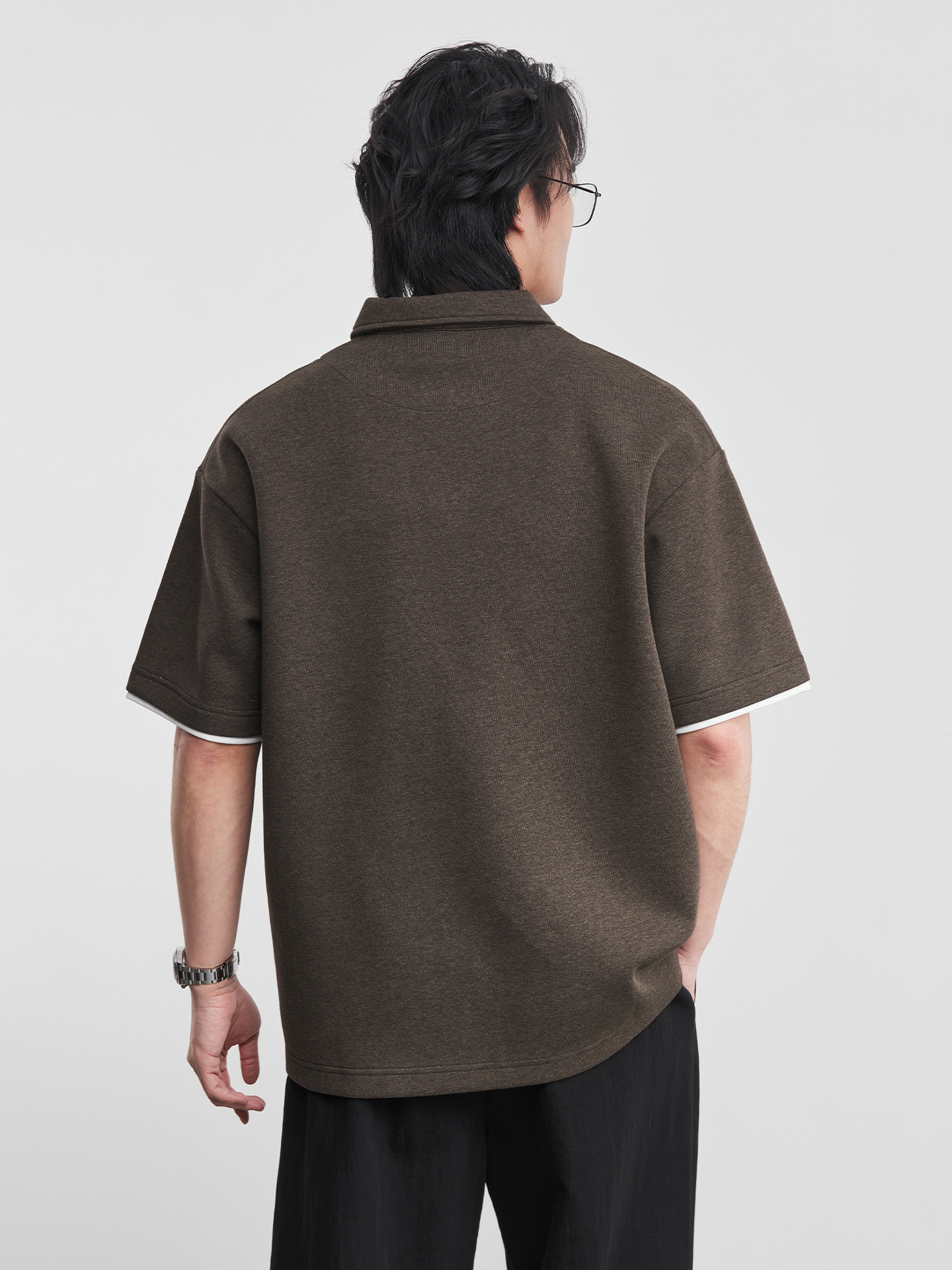 男士春夏重磅假兩件POLO衫