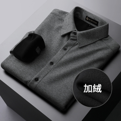 仿毛呢長袖加絨襯衫