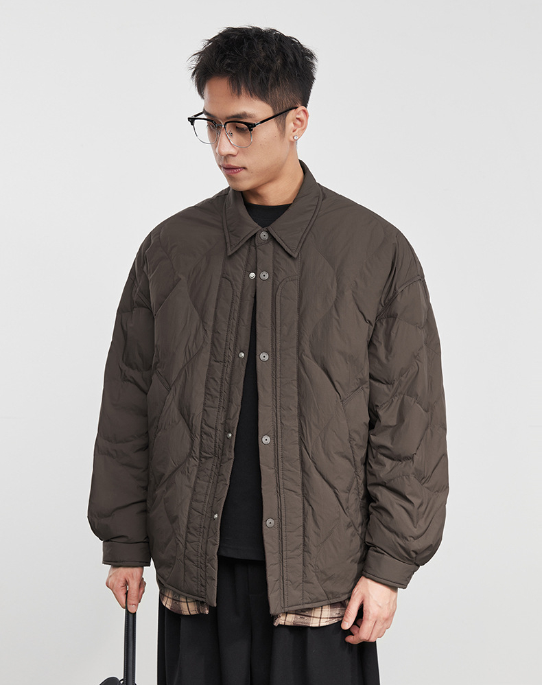 男士假兩件90白鴨絨羽絨服