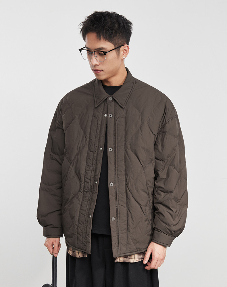 男士假兩件90白鴨絨羽絨服