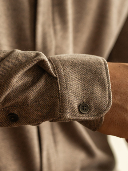 秋冬輕商務保暖毛呢拉鍊長袖襯衫