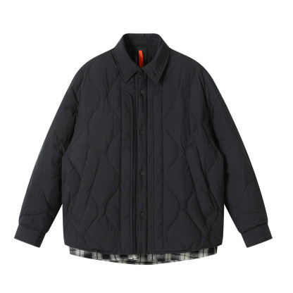 男士假兩件90白鴨絨羽絨服