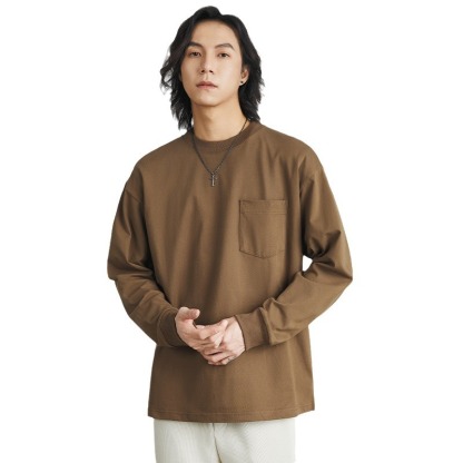 男士春秋日系230G純棉長袖T恤