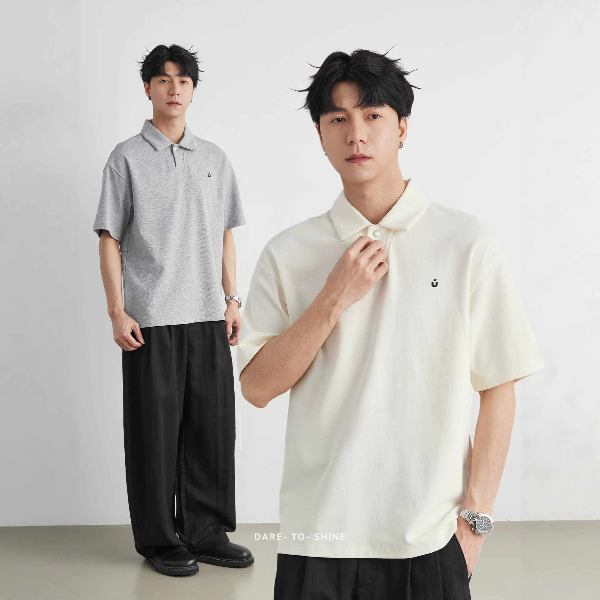 日系刺繡小標翻領紐扣POLO衫