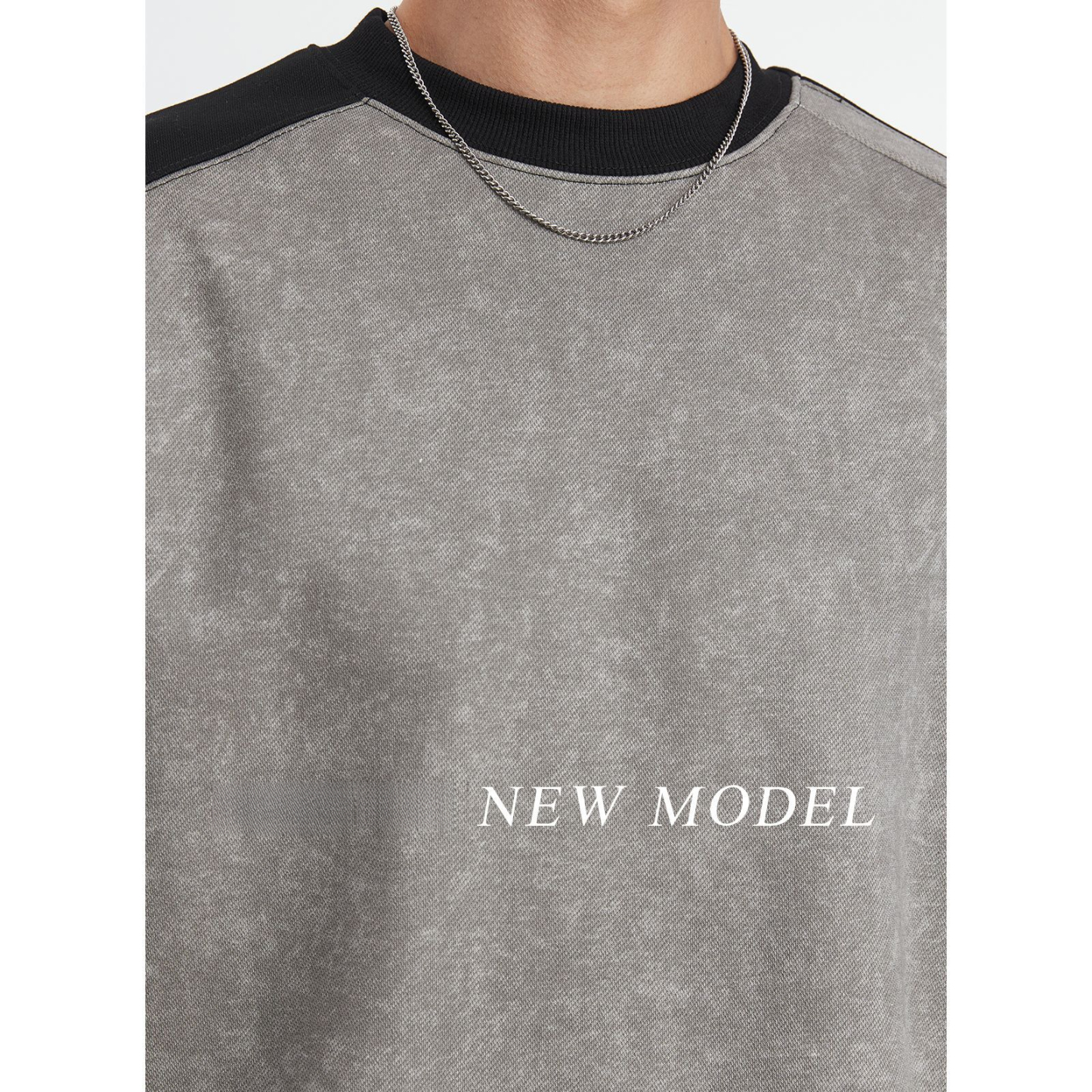 男士春秋高級感拼色休閒衛衣