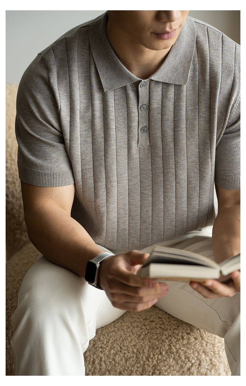 輕奢高端可機洗羊毛短袖POLO衫