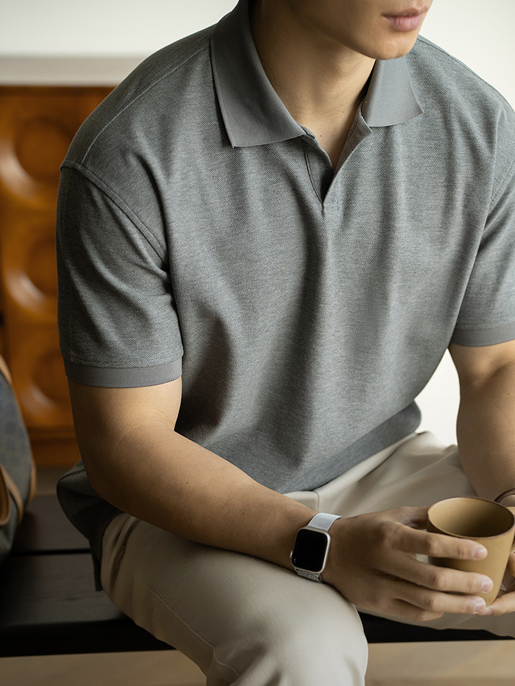 春季萊賽爾絲光面透氣短袖POLO衫