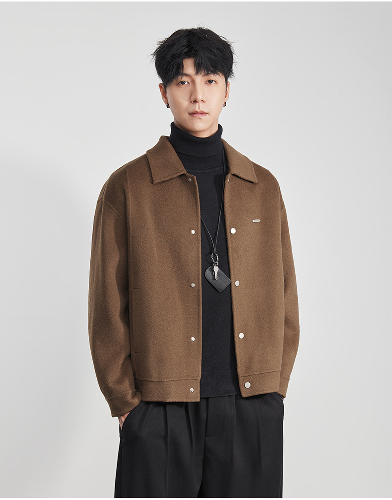 男士冬季雙面羊毛毛呢外套