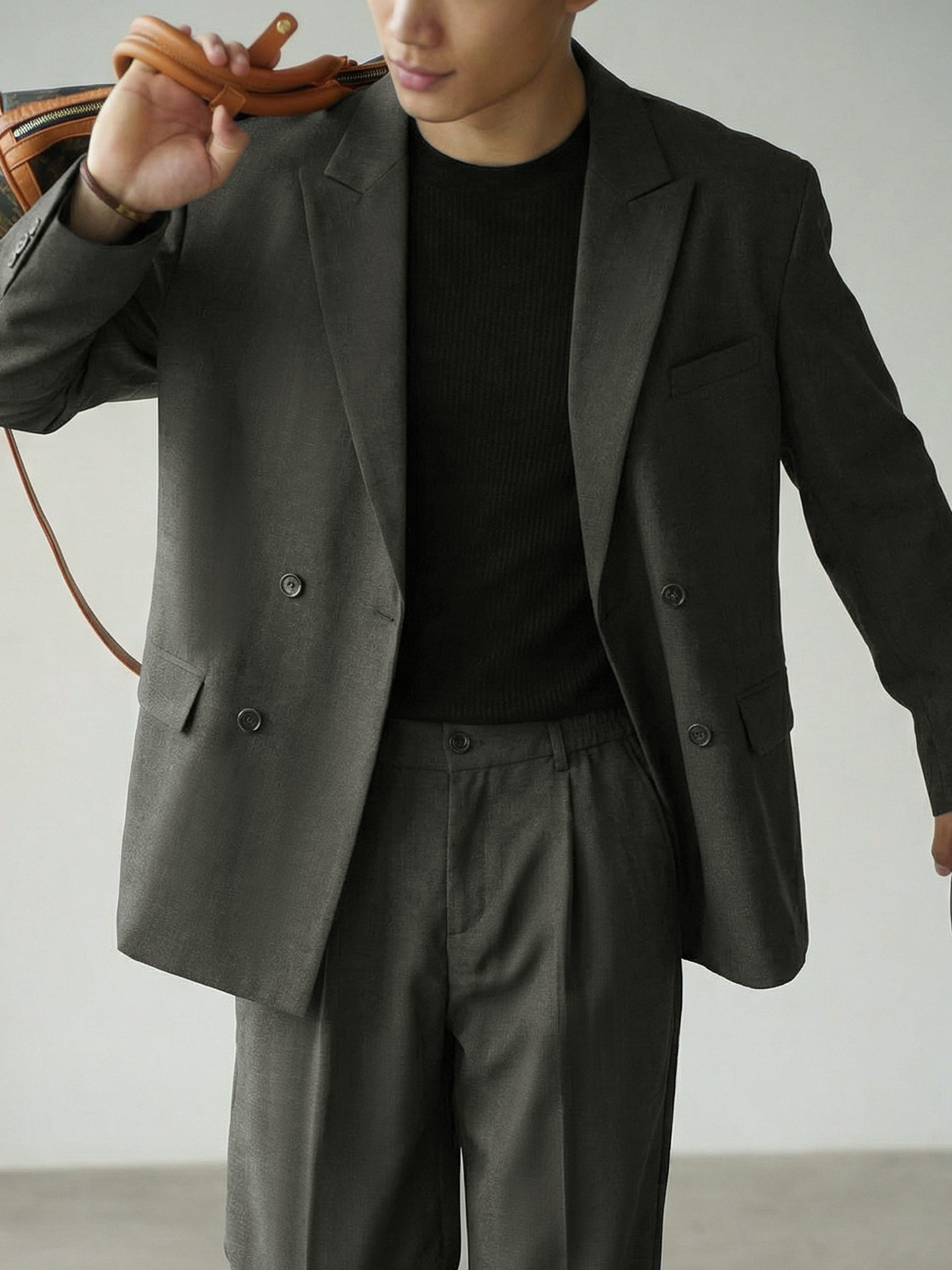 男春秋單排雙扣耐磨西服外套