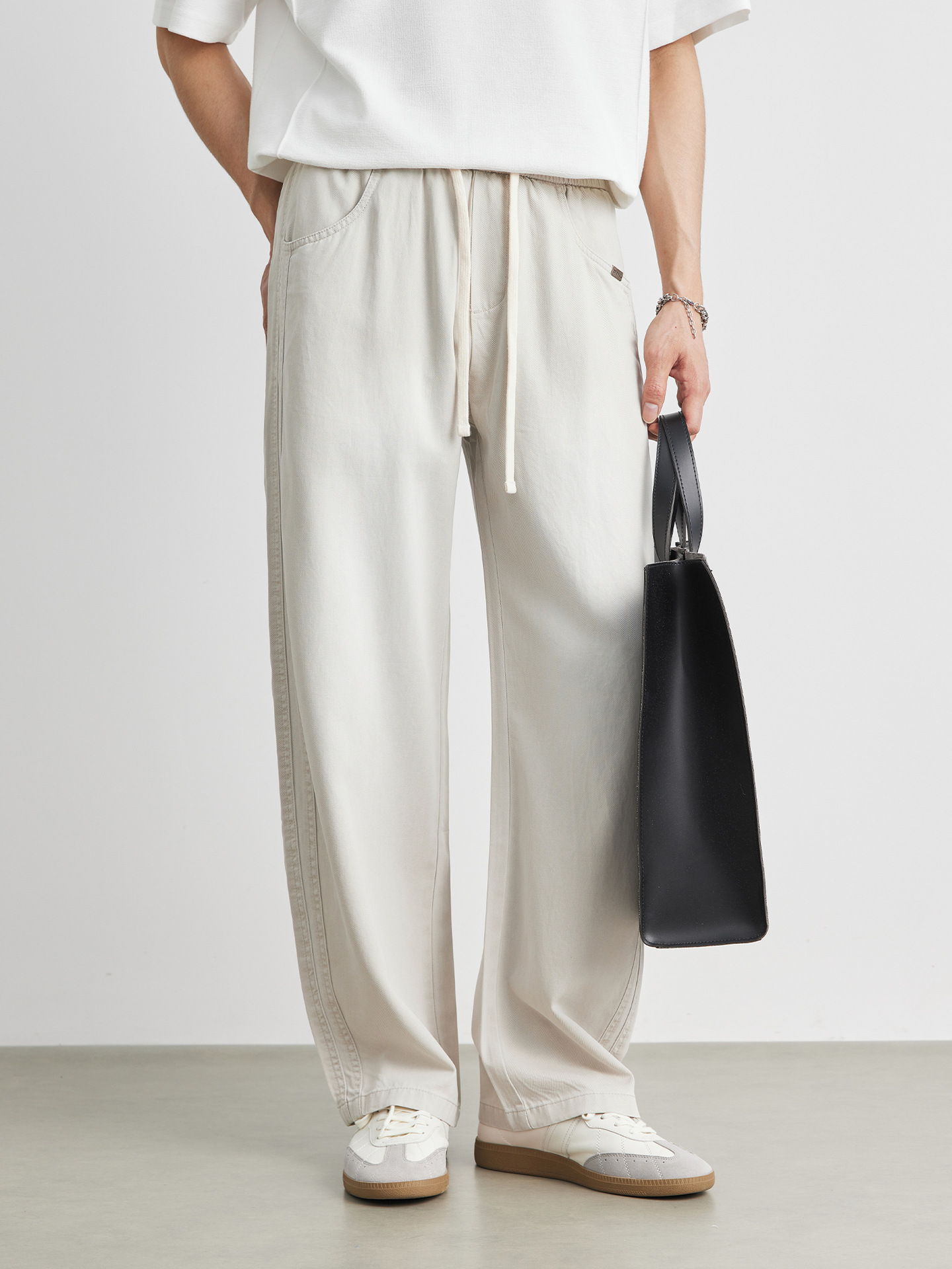 男裝萊賽爾天絲直筒闊腿褲