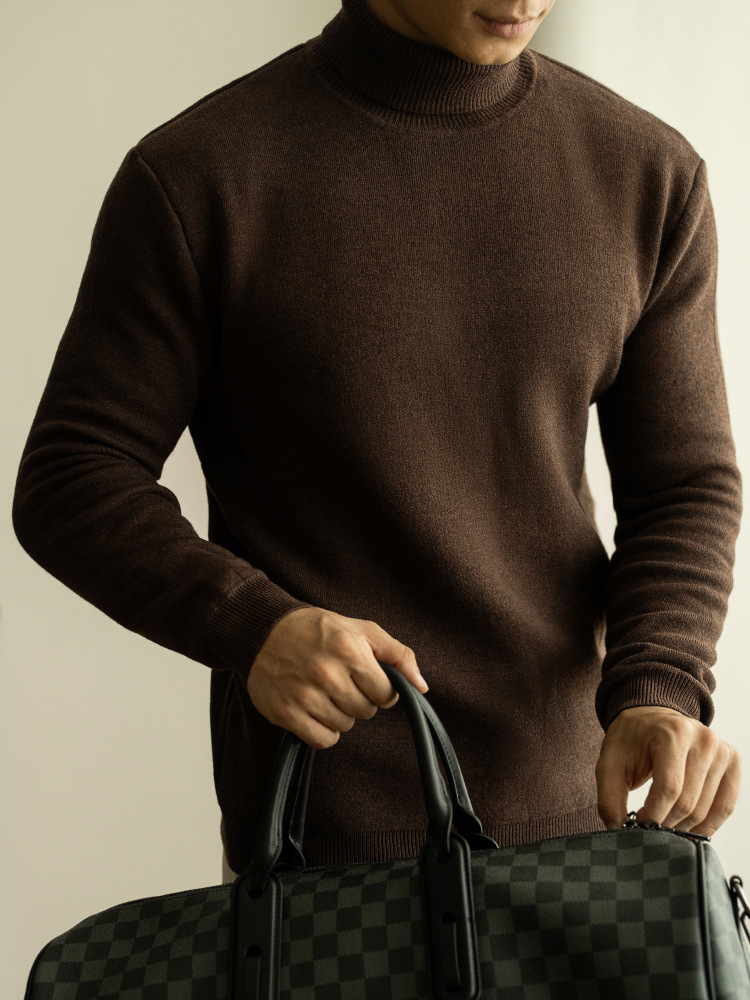 基礎款可機洗綿羊毛高領針織衫