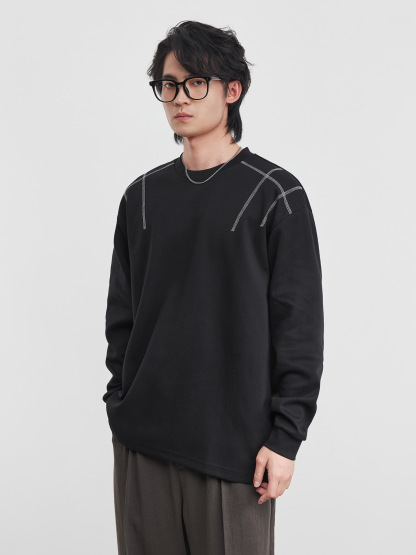 男士寬鬆幾何設計春季打底衫