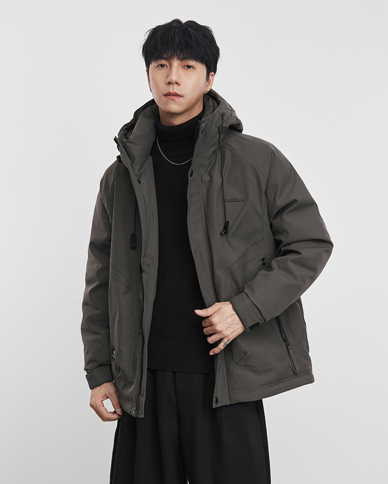 男士冬季50白鴨絨工裝羽絨服