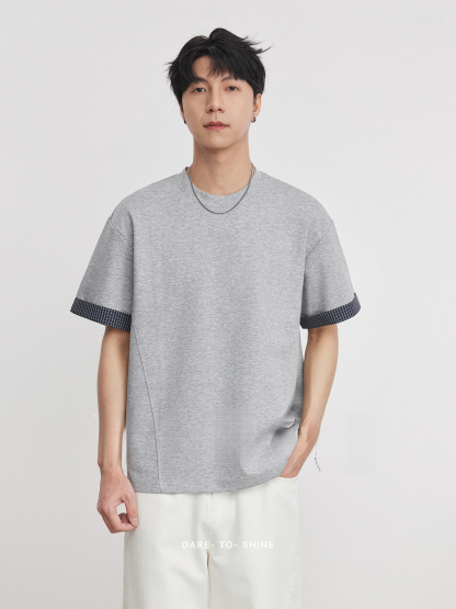 重磅260g撞色袖口曼巴面短袖T恤