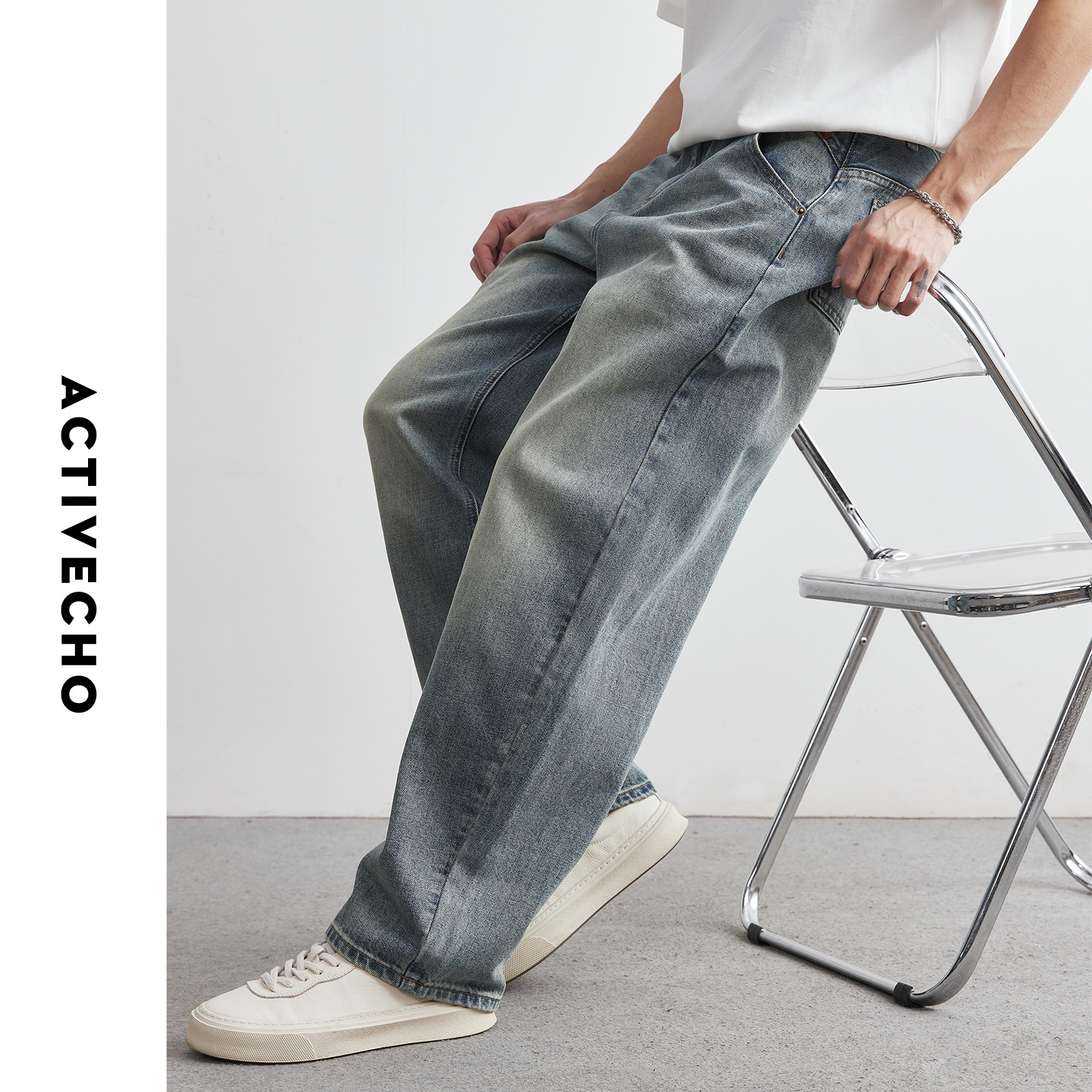 男士春秋美式彎刀褲