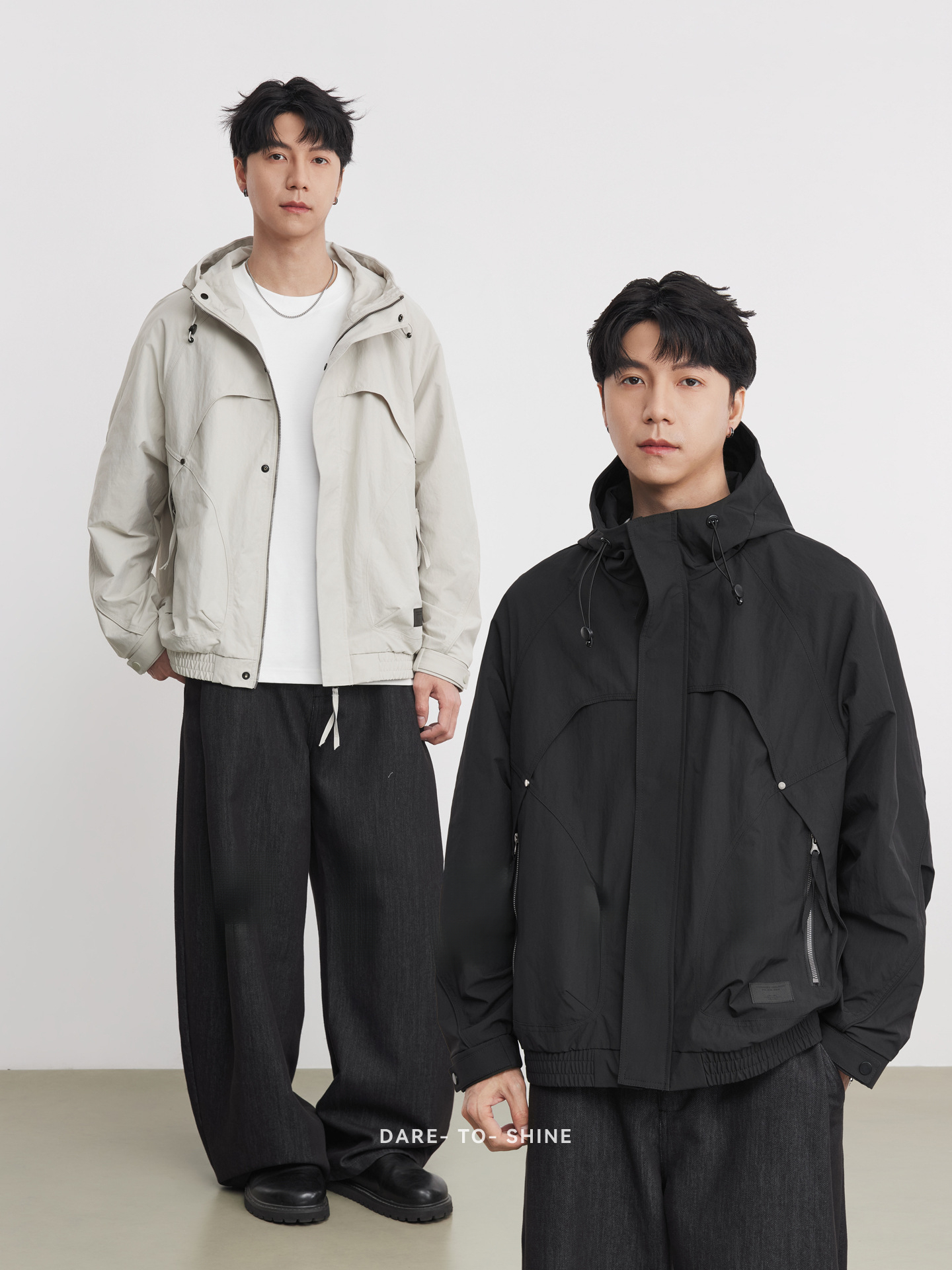 高階廓形工裝抽繩連帽夾克