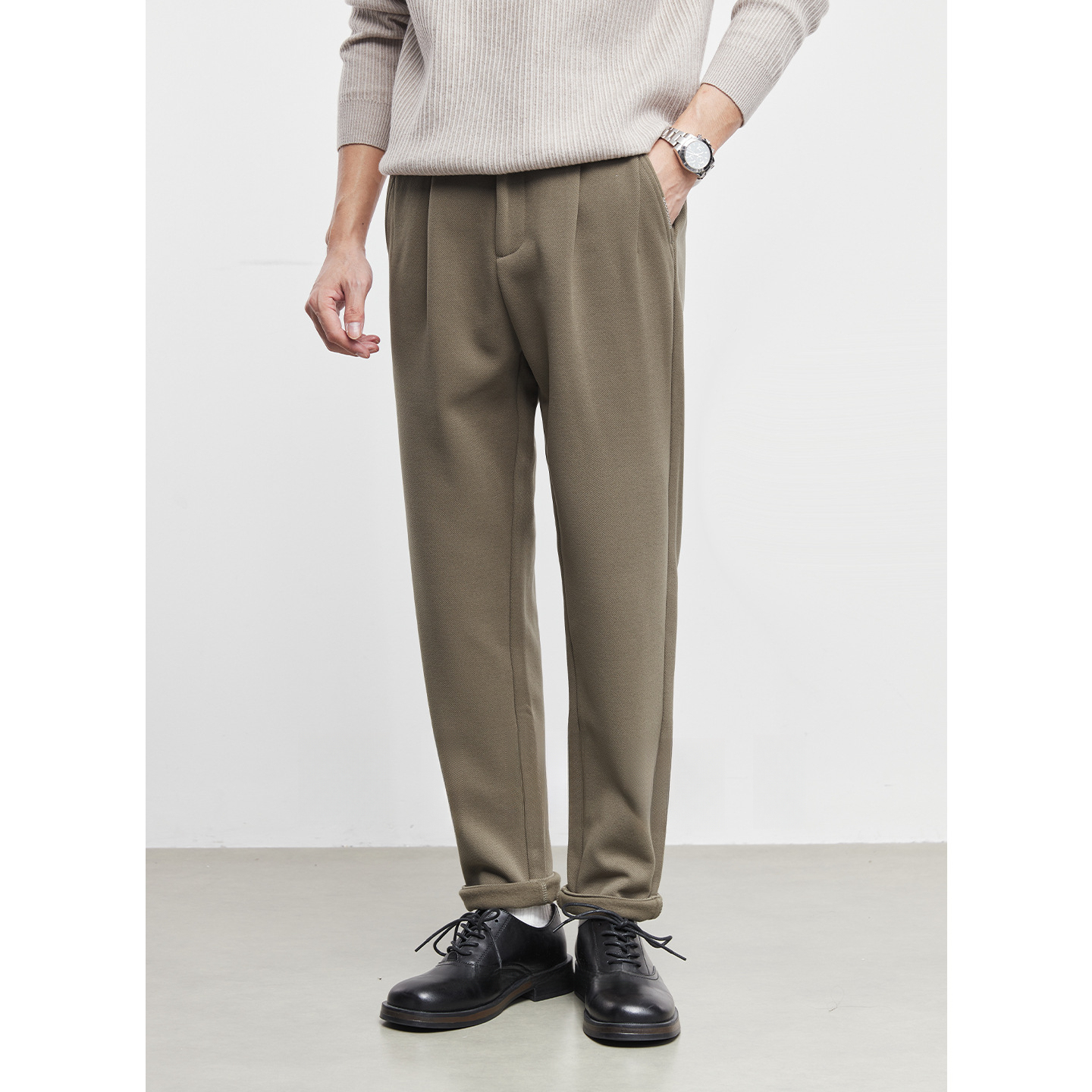 男士秋冬加厚錐形長褲