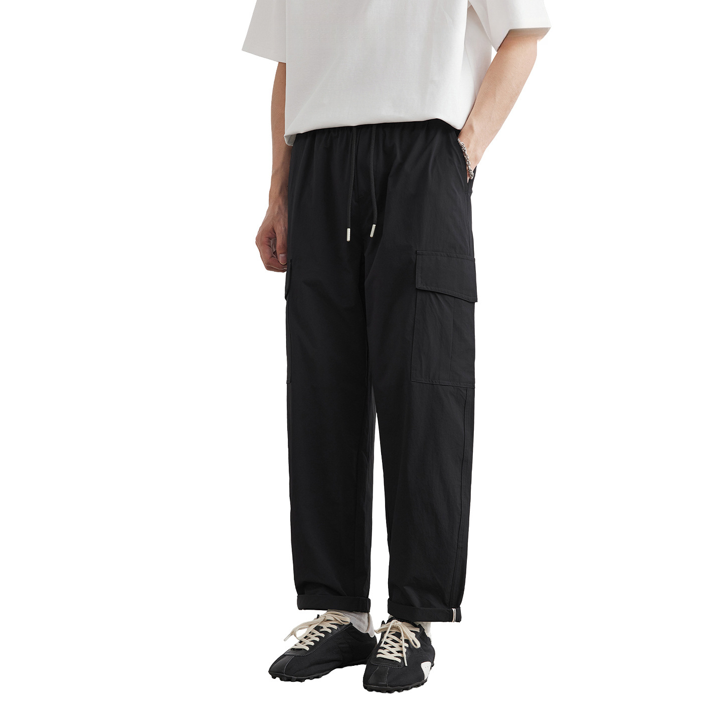夏季斜紋冰感棉工裝褲