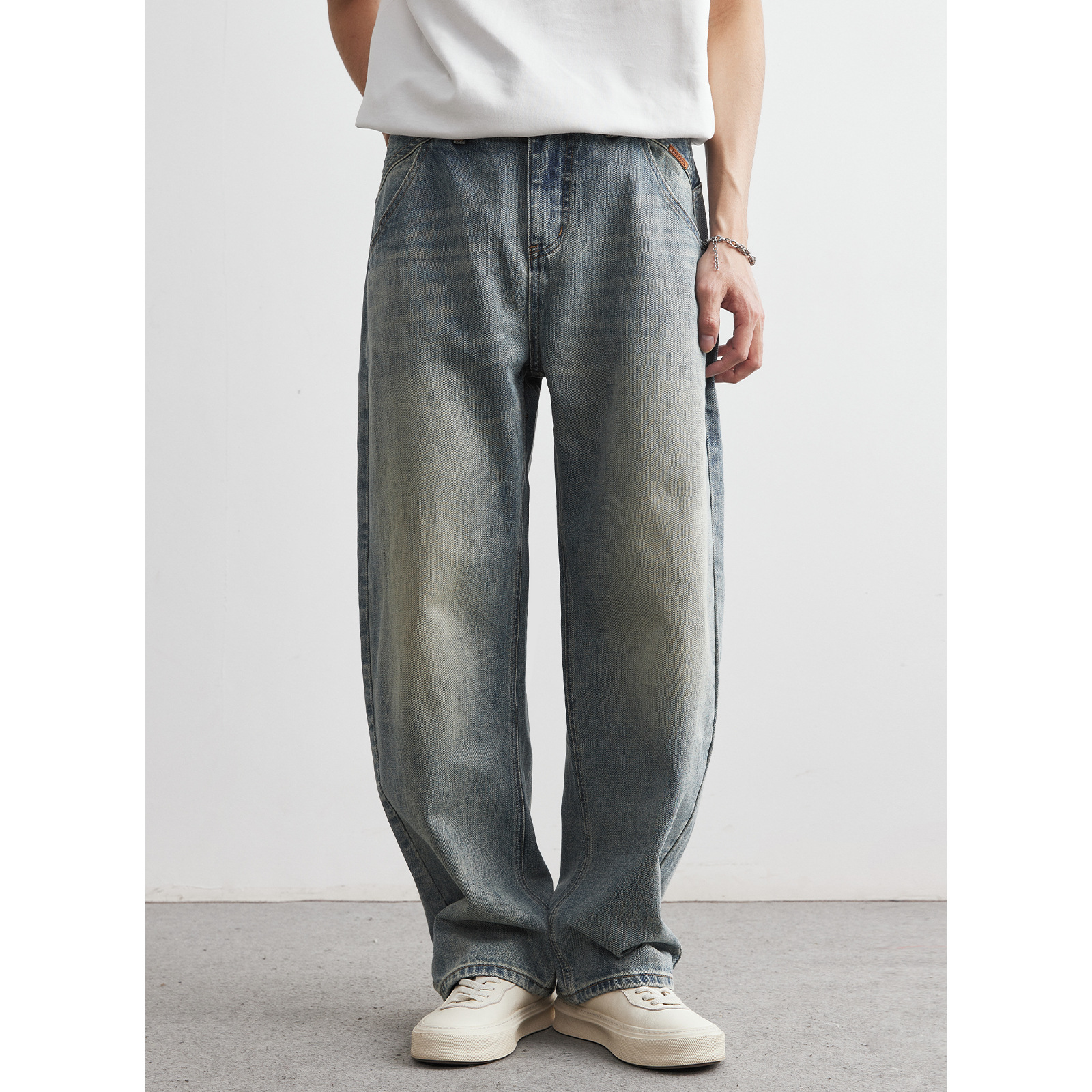 男士春秋美式彎刀褲