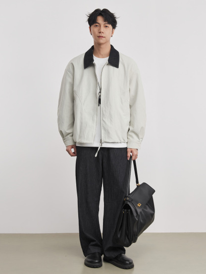 巴恩風拼接牛仔翻領底特律外套