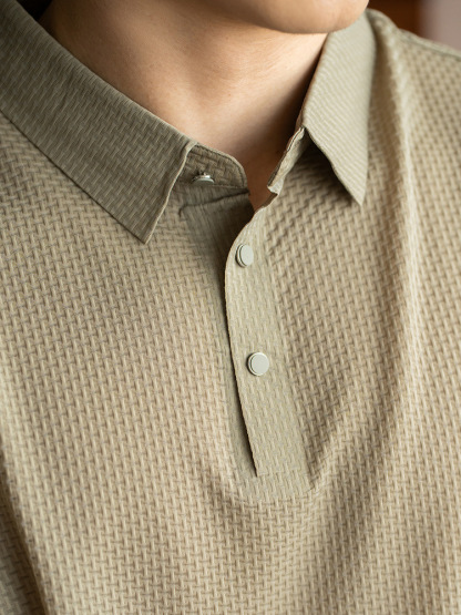 零壓感無痕冰絲提花商務休閒POLO衫