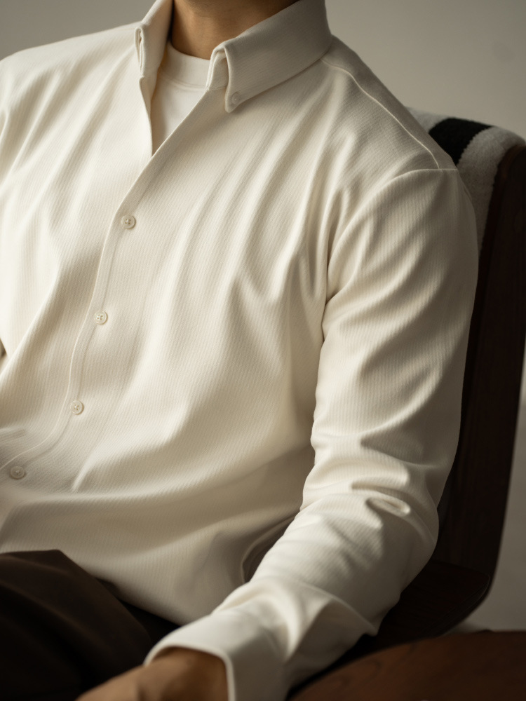 老錢風蓄熱保暖毛呢絨長袖襯衫