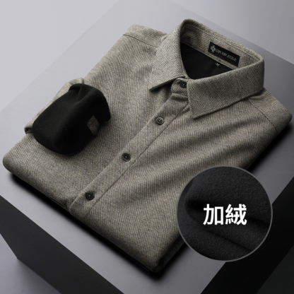 仿毛呢長袖加絨襯衫