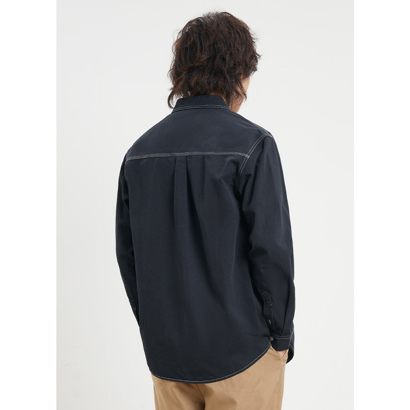 男士春季40支純棉長袖襯衫明顯設計