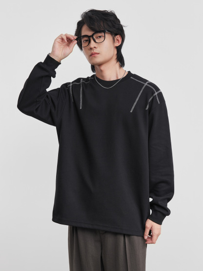 男士寬鬆幾何設計春季打底衫