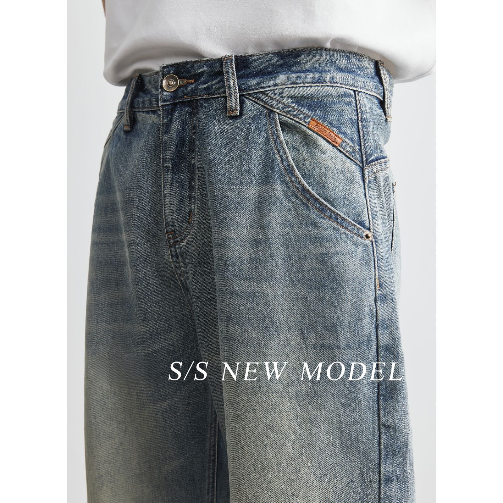 男士春秋美式彎刀褲