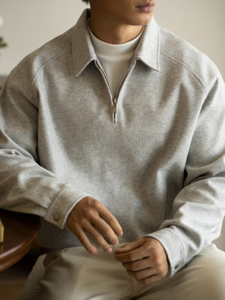 美式空氣層半拉鏈老錢風衛衣