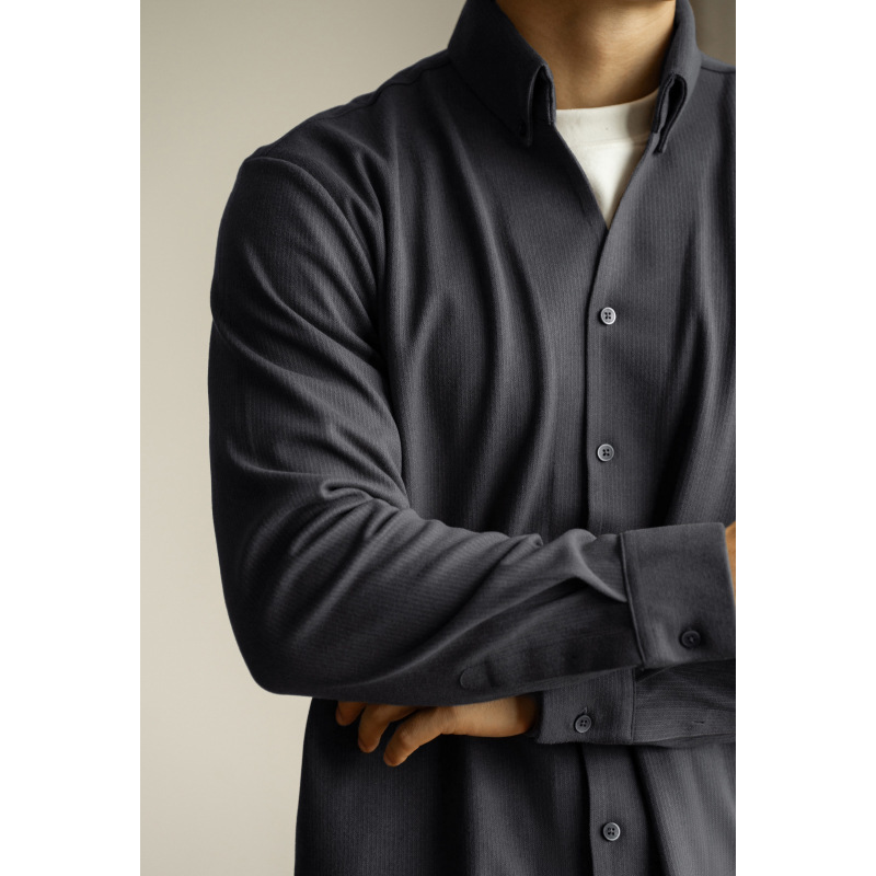 老錢風蓄熱保暖毛呢絨長袖襯衫