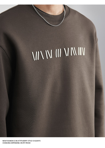 男士秋冬圓領加絨衛衣