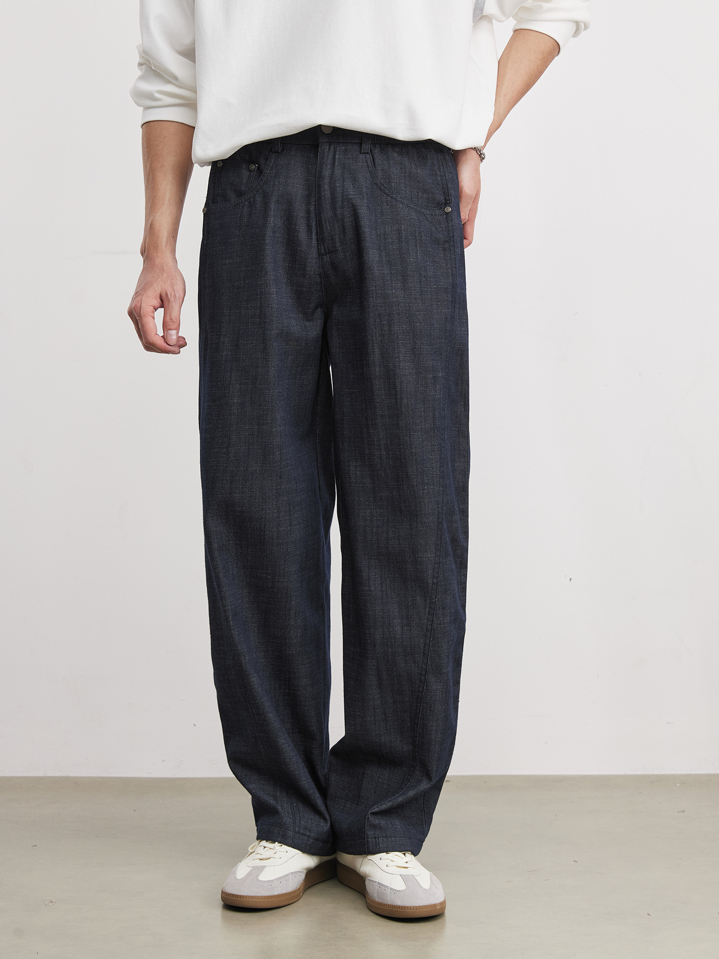 寶藍色簡約商務休閒褲