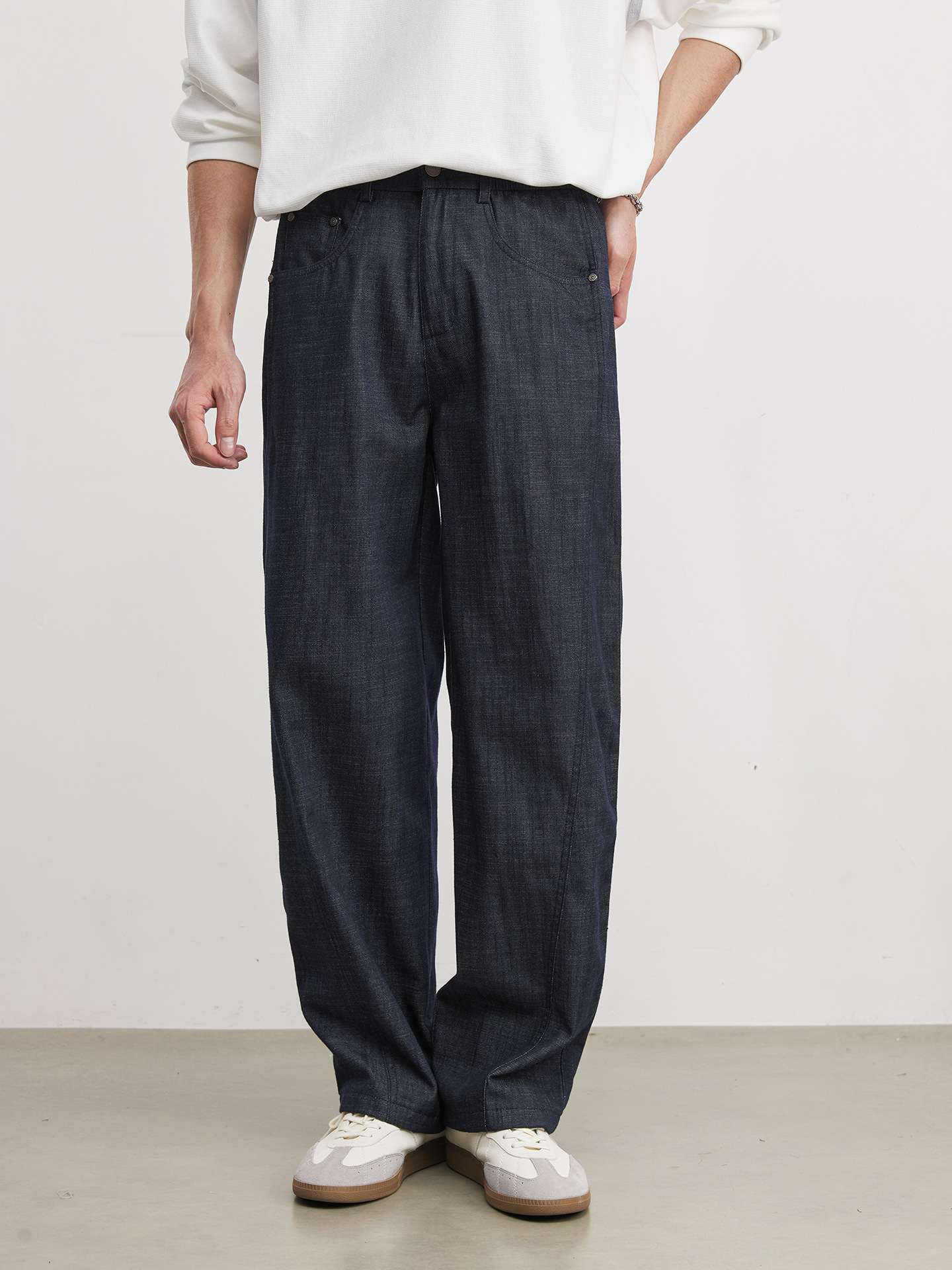 寶藍色簡約商務休閒褲