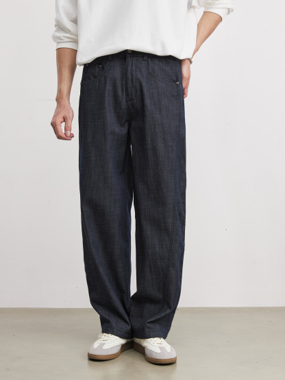 寶藍色簡約商務休閒褲