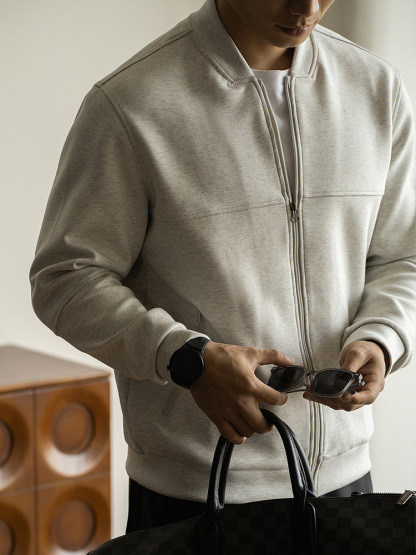 重磅日系棒球寬鬆拉鏈外套