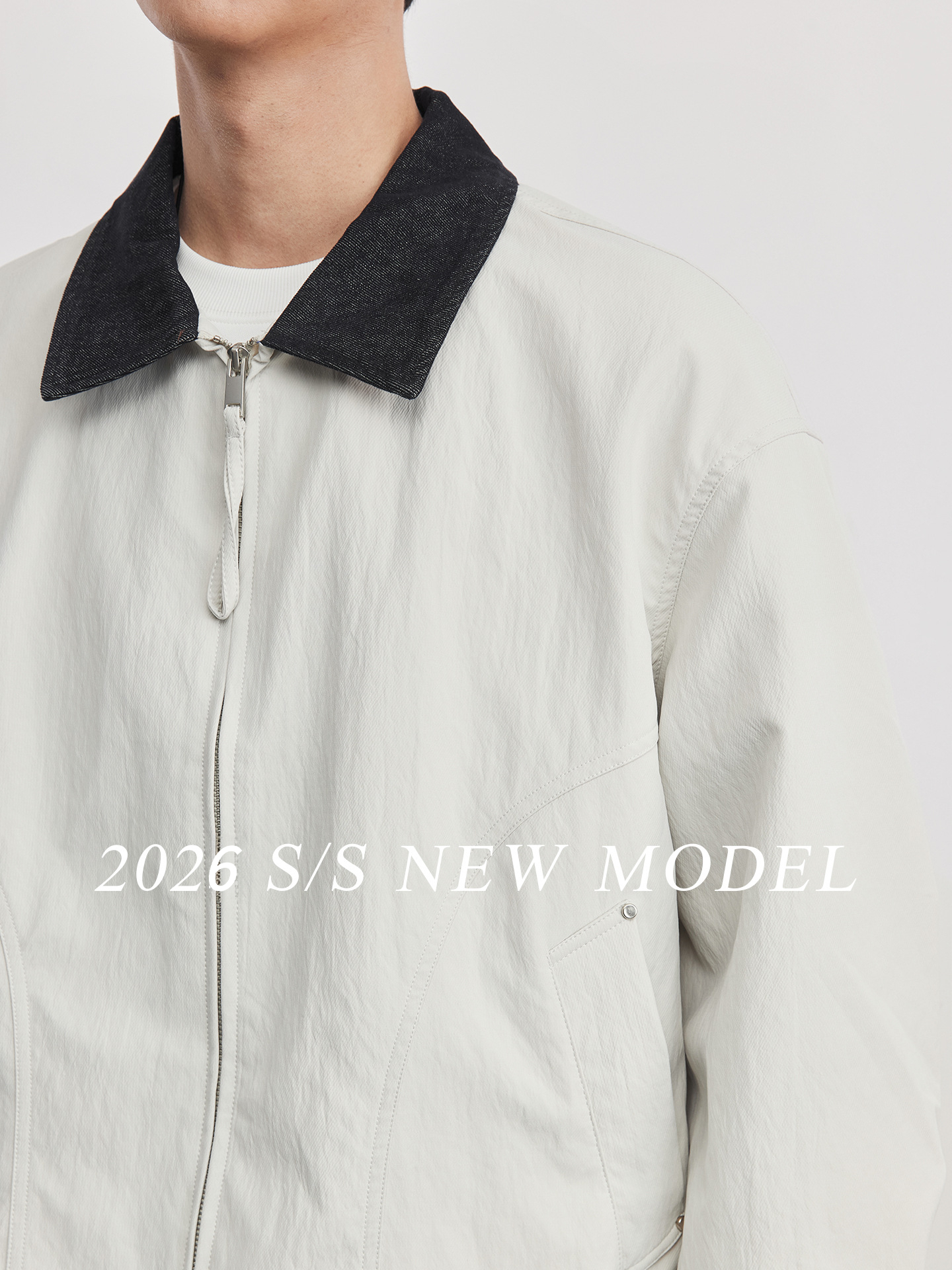 巴恩風拼接牛仔翻領底特律外套