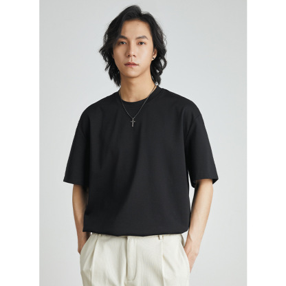 男士夏季210G冰絲涼感純色短袖T恤