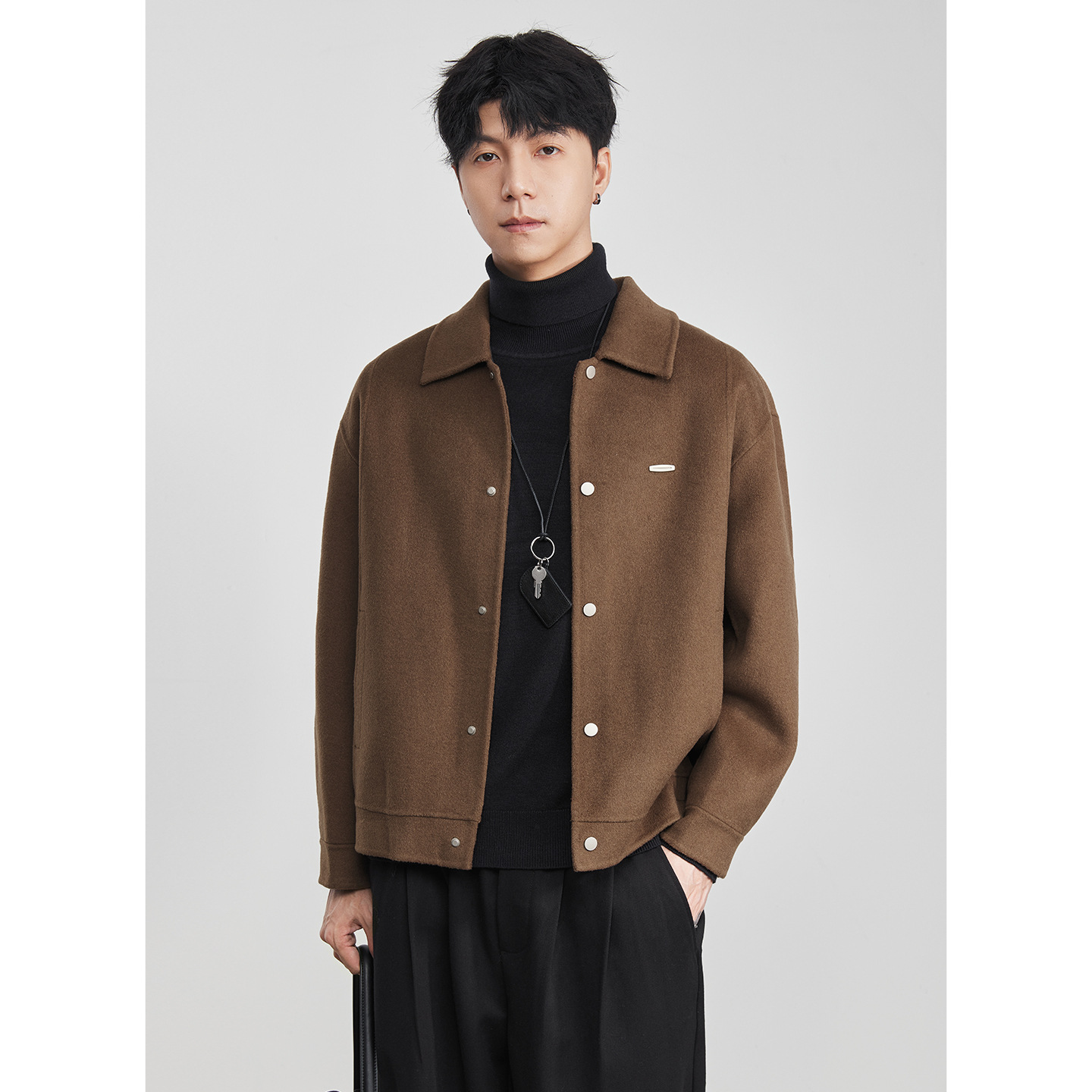 男士冬季雙面羊毛毛呢外套